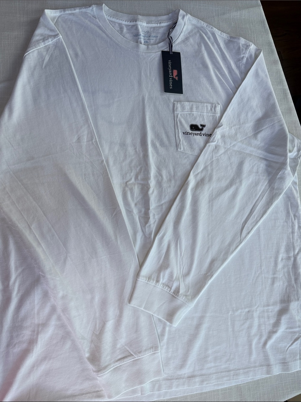 Vineyard Vines White Long-Sleeve Pocket Tee